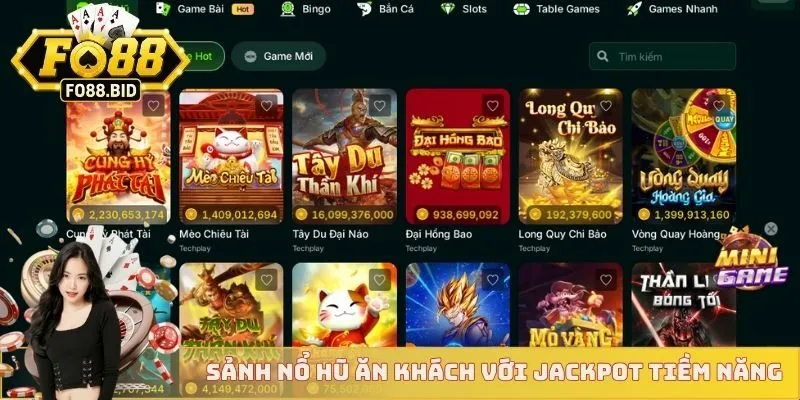 FO88 - Sảnh Game FO88 – Slot, Bắn Cá, Game Bài Siêu Cuốn 12 Sảnh nổ hũ ăn khách với jackpot tiềm năng